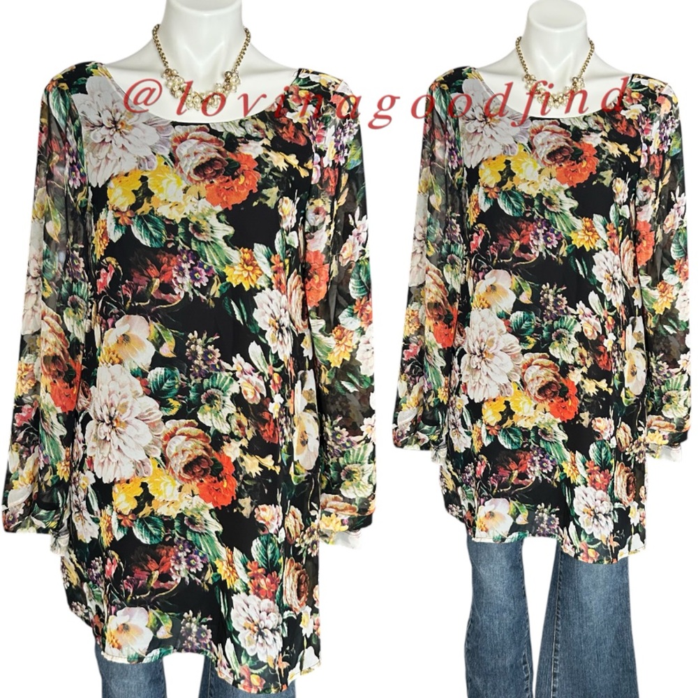Show Me Your Mumu Black Floral Mini Dress Tunic EUC sz S